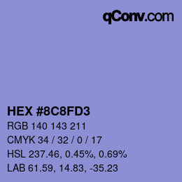 Color code: HEX #8C8FD3 | qconv.com