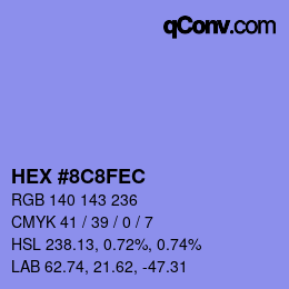 Farbcode: HEX #8C8FEC | qconv.com