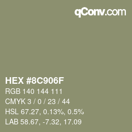 Color code: HEX #8C906F | qconv.com