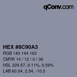 Code couleur: HEX #8C90A3 | qconv.com