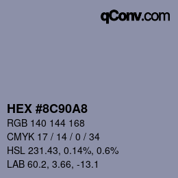 颜色代码: HEX #8C90A8 | qconv.com