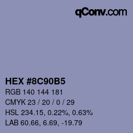 颜色代码: HEX #8C90B5 | qconv.com
