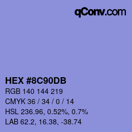 カラーコード: HEX #8C90DB | qconv.com