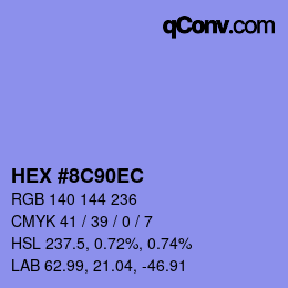 Color code: HEX #8C90EC | qconv.com