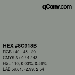 Color code: HEX #8C918B | qconv.com