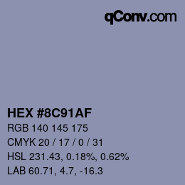 Color code: HEX #8C91AF | qconv.com