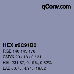 Color code: HEX #8C91B0 | qconv.com