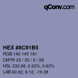 Color code: HEX #8C91B5 | qconv.com