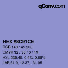 Color code: HEX #8C91CE | qconv.com