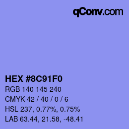 Color code: HEX #8C91F0 | qconv.com