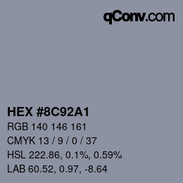 Farbcode: HEX #8C92A1 | qconv.com