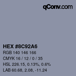 颜色代码: HEX #8C92A6 | qconv.com