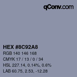 カラーコード: HEX #8C92A8 | qconv.com