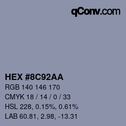 Color code: HEX #8C92AA | qconv.com