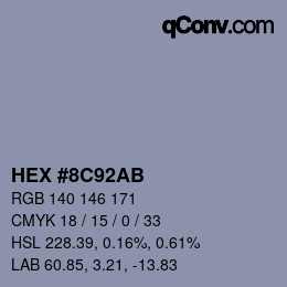 Color code: HEX #8C92AB | qconv.com