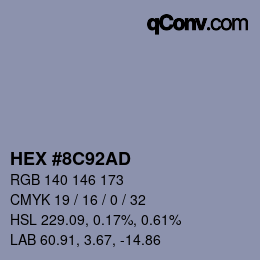 カラーコード: HEX #8C92AD | qconv.com