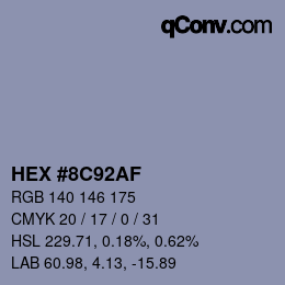 Code couleur: HEX #8C92AF | qconv.com