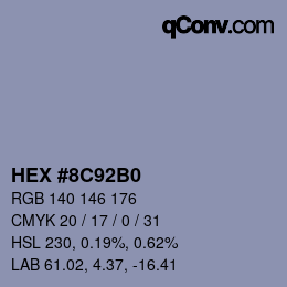 Código de color: HEX #8C92B0 | qconv.com