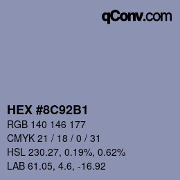颜色代码: HEX #8C92B1 | qconv.com