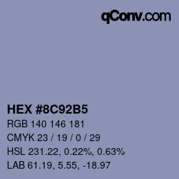 Código de color: HEX #8C92B5 | qconv.com