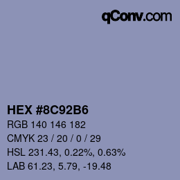 颜色代码: HEX #8C92B6 | qconv.com