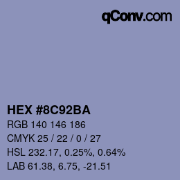 Farbcode: HEX #8C92BA | qconv.com
