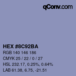 Color code: HEX #8C92BA | qconv.com