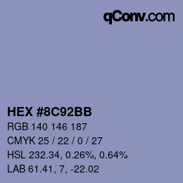 カラーコード: HEX #8C92BB | qconv.com