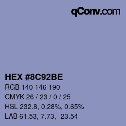 Color code: HEX #8C92BE | qconv.com