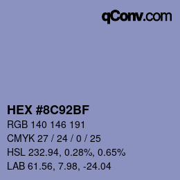 Color code: HEX #8C92BF | qconv.com