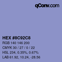 Código de color: HEX #8C92C8 | qconv.com