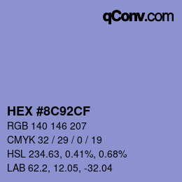 カラーコード: HEX #8C92CF | qconv.com