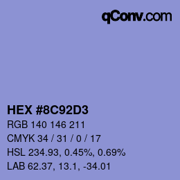 Code couleur: HEX #8C92D3 | qconv.com