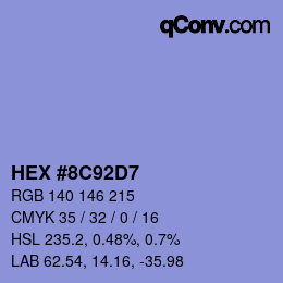 カラーコード: HEX #8C92D7 | qconv.com