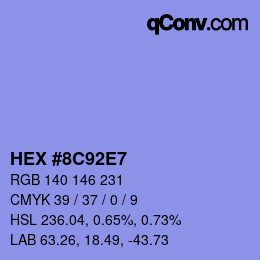 Color code: HEX #8C92E7 | qconv.com
