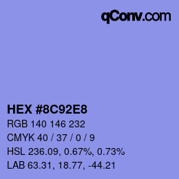 Código de color: HEX #8C92E8 | qconv.com