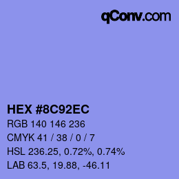Farbcode: HEX #8C92EC | qconv.com