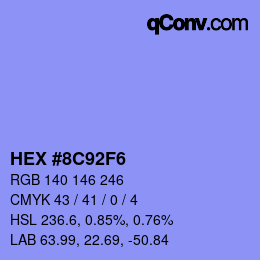 Farbcode: HEX #8C92F6 | qconv.com