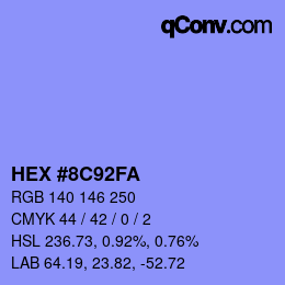 カラーコード: HEX #8C92FA | qconv.com