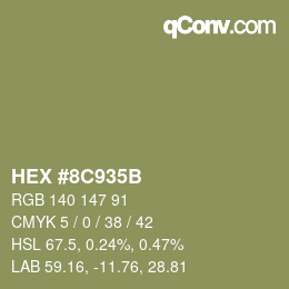 Color code: HEX #8C935B | qconv.com