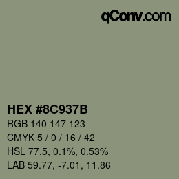 Color code: HEX #8C937B | qconv.com