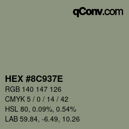 Color code: HEX #8C937E | qconv.com