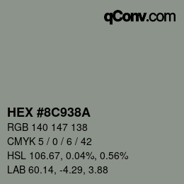 Color code: HEX #8C938A | qconv.com