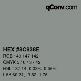 Color code: HEX #8C938E | qconv.com
