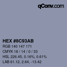 Farbcode: HEX #8C93AB | qconv.com