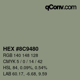 Farbcode: HEX #8C9480 | qconv.com