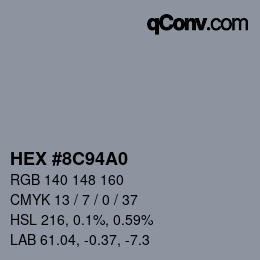 カラーコード: HEX #8C94A0 | qconv.com