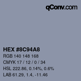 颜色代码: HEX #8C94A8 | qconv.com