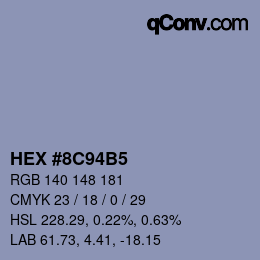 カラーコード: HEX #8C94B5 | qconv.com