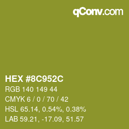 Color code: HEX #8C952C | qconv.com